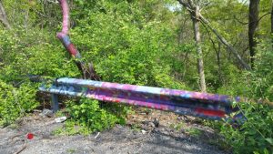 Centralia, PA - Abandoned Highway - Rt 61 - Guardrail covered in graffiti